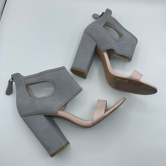 Mojo Moxy❤️ gray and pink block sandal heel - Picture 8 of 15